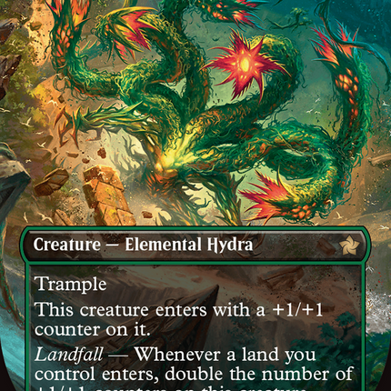 Mossborn Hydra (Borderless) (Mana Foil) [Foundations]