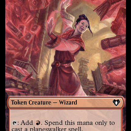 Chandra, Awakened Inferno Emblem // Wizard Double-Sided Token [Commander Masters Tokens]