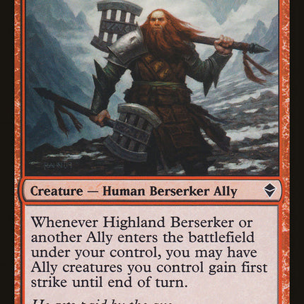Highland Berserker [Zendikar]