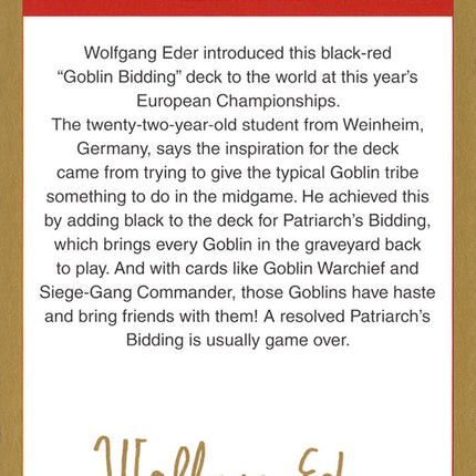 Wolfgang Eder Bio [World Championship Decks 2003]