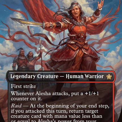 Alesha, Who Laughs at Fate (Borderless) (Mana Foil) [Foundations]