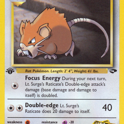 Lt. Surge's Raticate (53/132) [Gym Challenge 1st Edition]