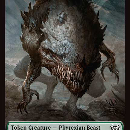 Phyrexian Beast //Manifest Double-Sided Token [Duskmourn: House of Horror Commander Tokens]