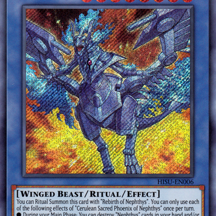 Cerulean Sacred Phoenix of Nephthys [HISU-EN006] Secret Rare