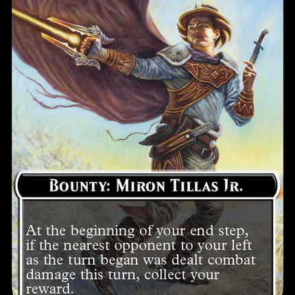 Bounty: Miron Tillas Jr. // Bounty Rules Double-Sided Token [Outlaws of Thunder Junction Commander Tokens]