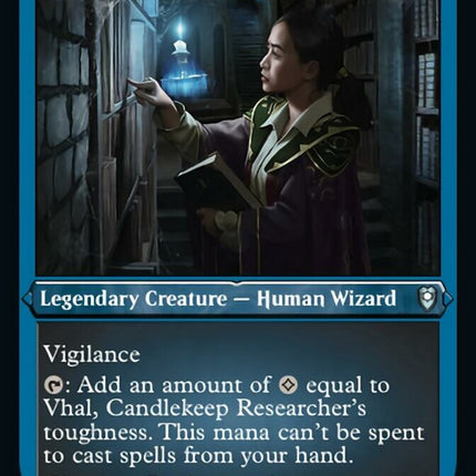 Vhal, Candlekeep Researcher (Foil Etched) [Commander Legends: Battle for Baldur's Gate]