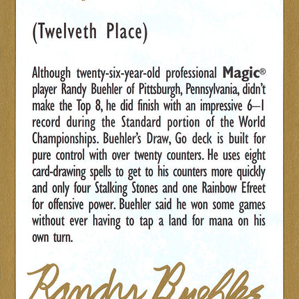 Randy Buehler Bio [World Championship Decks 1998]
