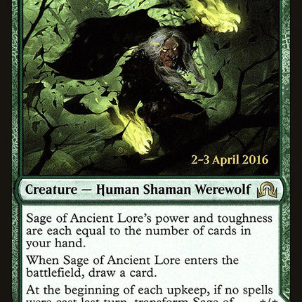 Sage of Ancient Lore // Werewolf of Ancient Hunger [Shadows over Innistrad Prerelease Promos]