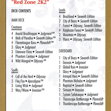 Brian Kibler Decklist [World Championship Decks 2002]
