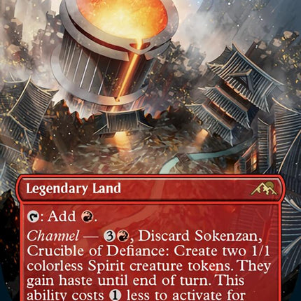 Sokenzan, Crucible of Defiance (Borderless Alternate Art) [Kamigawa: Neon Dynasty]