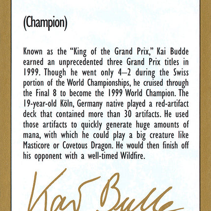 Kai Budde Bio [World Championship Decks 1999]