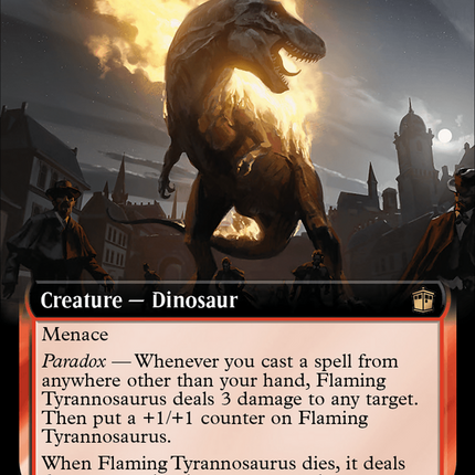 Flaming Tyrannosaurus (Extended Art) (Surge Foil) [Doctor Who]