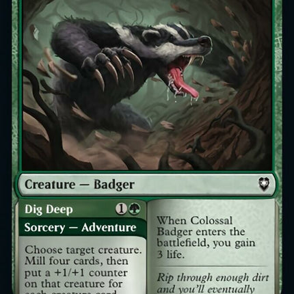 Colossal Badger // Dig Deep [Commander Legends: Battle for Baldur's Gate]