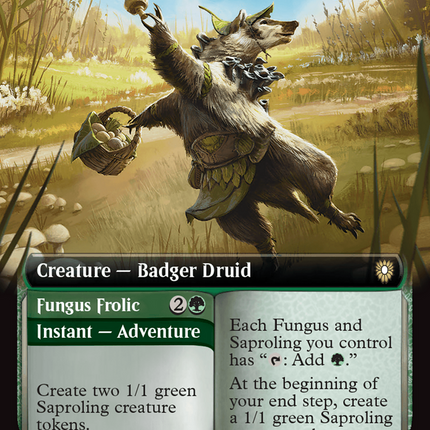 Brightcap Badger // Fungus Frolic (Extended Art) [Bloomburrow Commander]