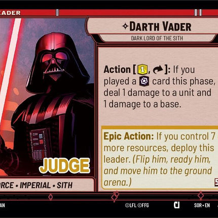 Darth Vader - Dark Lord of the Sith (001/002) (Judge Promo) (001/002) [Spark of Rebellion Promos]