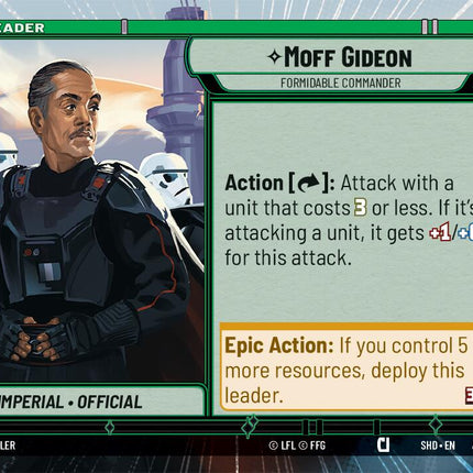 Moff Gideon - Formidable Commander (001/002) (Hyperspace) (Prerelease Promos) (001/002) [Shadows of the Galaxy Promos]