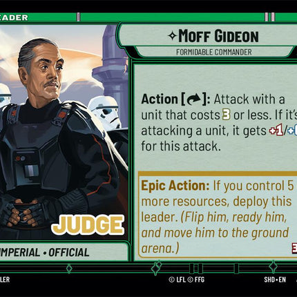Moff Gideon - Formidable Commander (1/2) (Judge Promo) (1/2) [Shadows of the Galaxy Promos]