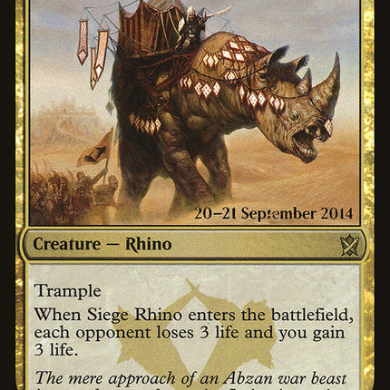 Siege Rhino [Khans of Tarkir Prerelease Promos]