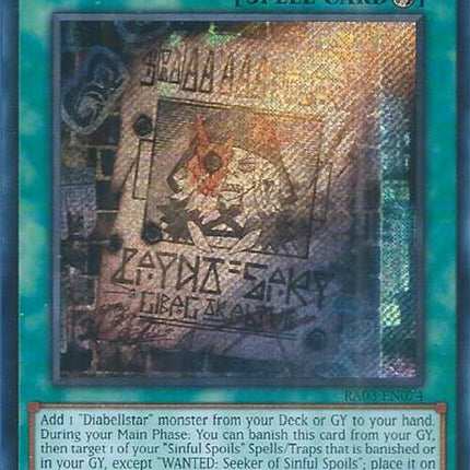 WANTED: Seeker of Sinful Spoils (Secret Rare) [RA03-EN074] Secret Rare