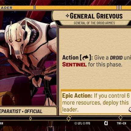 General Grievous - General of the Droid Armies (002/002) (Hyperspace) (Prerelease Promos) (002/002) [Twilight of the Republic Promos]