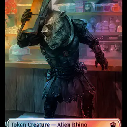 Alien Rhino // Clue (0055) Double-Sided Token (Surge Foil) [Doctor Who Tokens]