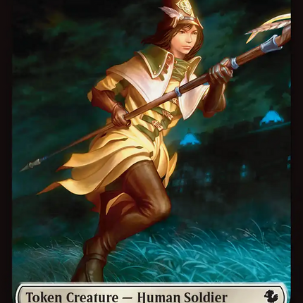 Human Soldier // Hero (0032) Double-Sided Token (Surge Foil) [FINAL FANTASY Commander Tokens]