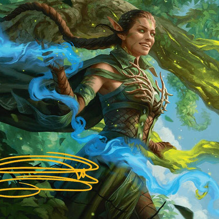 Nissa, Worldsoul Speaker Art Card (Gold-Stamped Signature) [Aetherdrift Art Series]