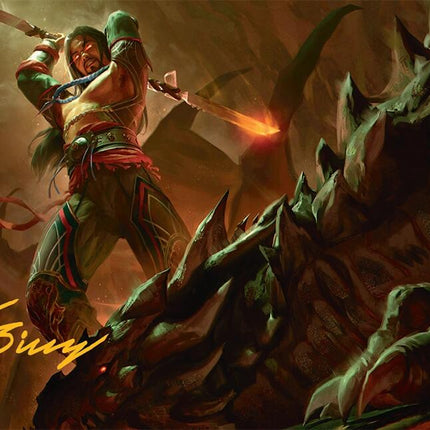 Sarkhan's Resolve Art Card (18/54) (Gold-Stamped Signature) [Tarkir: Dragonstorm Art Series]