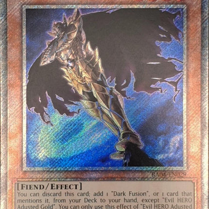 Evil HERO Adusted Gold [RA04-EN029] Platinum Secret Rare