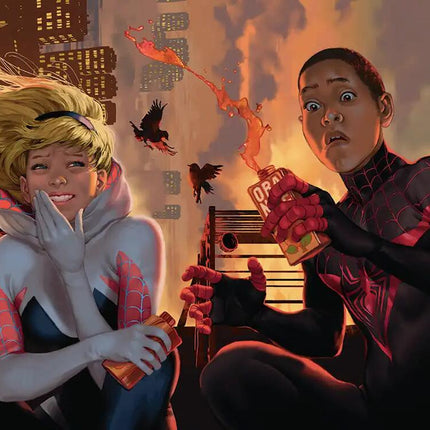 Heroes' Hangout Art Card (Gold-Stamped Planeswalker Symbol) [Marvel's Spider-Man Art Series]
