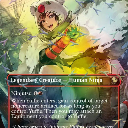Yuffie, Materia Hunter (Borderless) (Chocobo Track Foil) [FINAL FANTASY Commander]