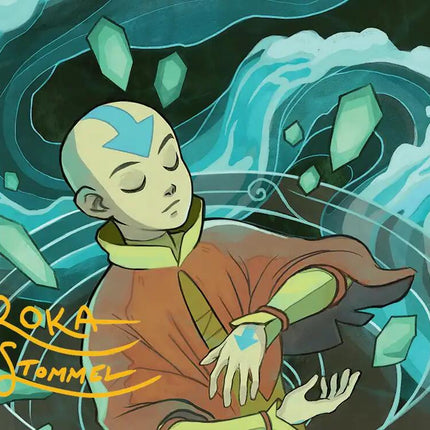 Aang, at the Crossroads Art Card (Gold-Stamped Signature) [Avatar: The Last Airbender Art Series]