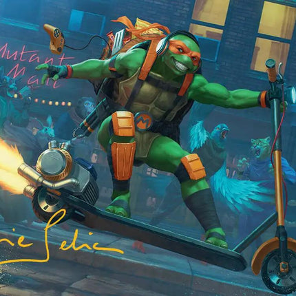 Michelangelo, On the Scene Art Card (Gold-Stamped Signature) [Teenage Mutant Ninja Turtles Art Series]