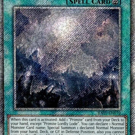 Primite Lordly Lode (Platinum Secret Rare) [RA05-EN072] Platinum Secret Rare