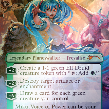 Miku, Voice of Power - Freyalise, Llanowar's Fury (Rainbow Foil) [Secret Lair Drop Series]