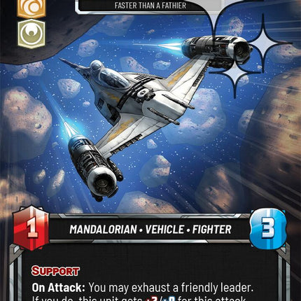 Mando's N-1 Starfighter - Faster than a Fathier (38) (Foil) (38) [Ashes of the Empire Weekly Play Promos]