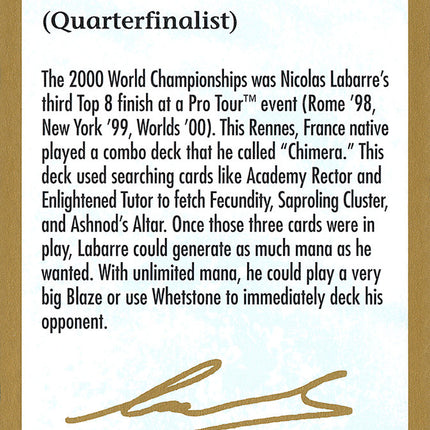 Nicolas Labarre Bio [World Championship Decks 2000]