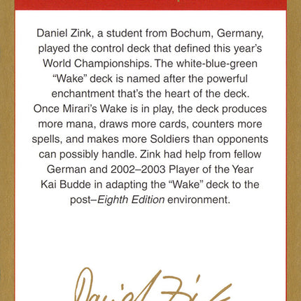 Daniel Zink Bio [World Championship Decks 2003]