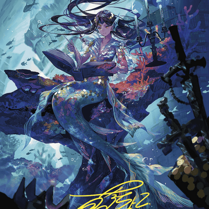 Rhystic Study Art Card (Gold-Stamped Signature) [Wilds of Eldraine Art Series]