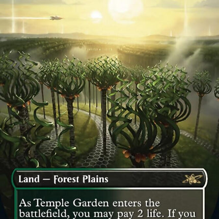Temple Garden (Borderless) (Galaxy Foil) [Unfinity]