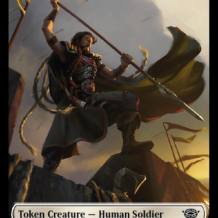 Human Soldier (0015) // Food (0022) Double-Sided Token (Surge Foil) [The Lord of the Rings: Tales of Middle-Earth Tokens]