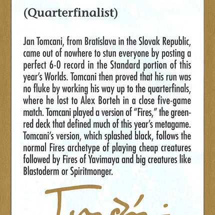 Jan Tomcani Bio [World Championship Decks 2001]