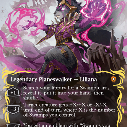 Liliana of the Dark Realms (Borderless) (Raised Foil) [Bloomburrow Commander]