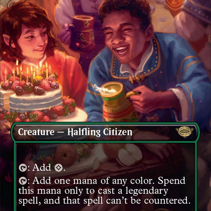 Delighted Halfling (Borderless Alternate Art) [The Lord of the Rings: Tales of Middle-Earth]