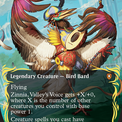 Zinnia, Valley's Voice (Borderless) (Raised Foil) [Bloomburrow Commander]