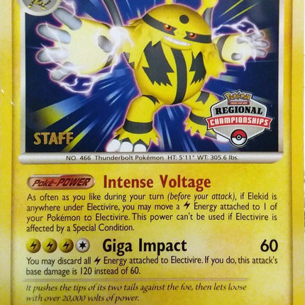 Electivire (003/130) (2008 Staff Regional Championships) [League & Championship Cards]