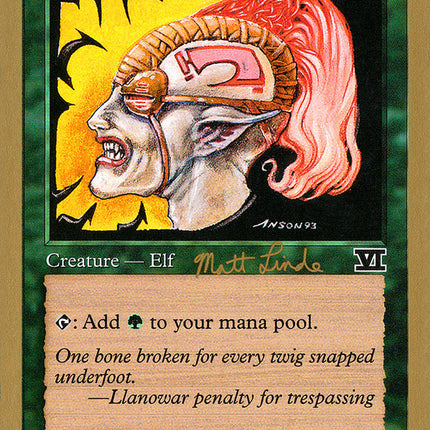 Llanowar Elves (Matt Linde) [World Championship Decks 1999]
