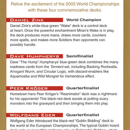 2003 World Championships Ad [World Championship Decks 2003]
