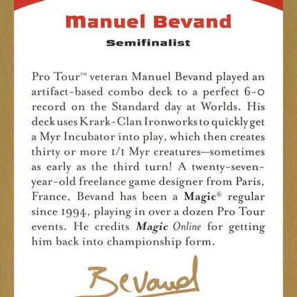 Manuel Bevand Bio [World Championship Decks 2004]