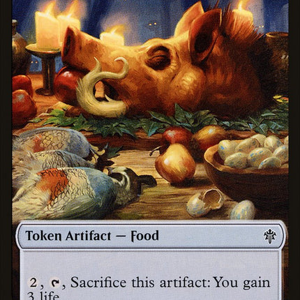 Human Warrior // Food (18) Double-Sided Token [Throne of Eldraine Tokens]